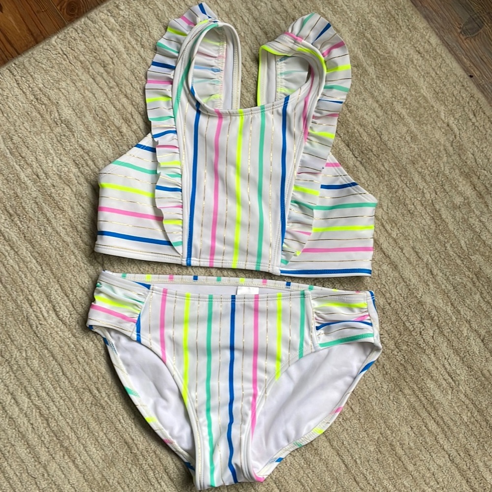 Cat and Jack girls two piece bathing suit, like new, size L(10/12)